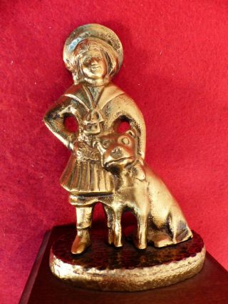 Vintage Buster Brown Boy & Tige Brass & Wood 10 " Tall Employee Trophy