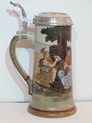 Antique 1/2l German Beer Stein By Marzi And Remy " Romans & Germans " 1613