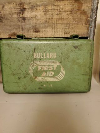 Bullard Vintage Heavy Green Metal First Aid Kit Military First Aid Kit