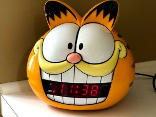 Garfield Head Vintage 1993 Talking Digital Alarm Clock Sunbeam 887 - 109 Electric