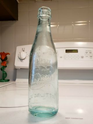 COCA COLA Peoria ILL.  Scroll Coke straight side bottle 1908 Blue color 3