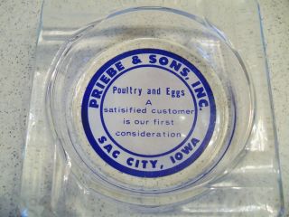 Priebe & Sons,  Inc Poultry And Eggs Sac City,  Iowa Vintage Ashtray