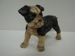 Antique Authentic Hubley Cast Iron Bulldog Pup Doorstop Paint