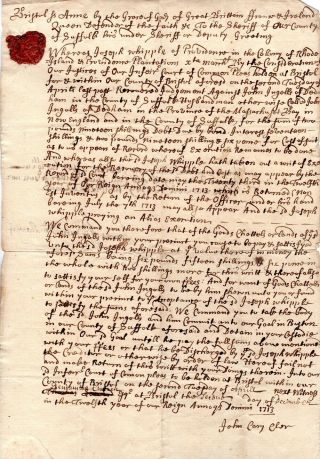 1713,  Newport,  Rhode Island,  Merchant Whipple Seeks Payment,  John Cary Signed