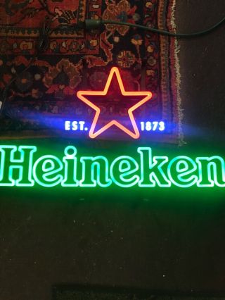 Heineken Red Star Logo Led Opti Beer Sign 28 X 16 - Rare