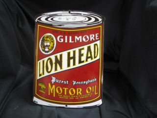 Gilmore Lion Head Motor Oil Porcelain Sign