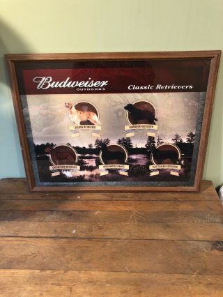 Rare Budweiser Mirror Sign Classic Retriever Dog Beer