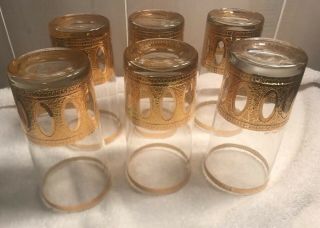 Barware Culver 22kt Gold Band 6 Drinking Tumblers Glasses Mid Century Modern