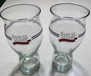 2 Sam Adams Beer Drinking Pint Glasses Tall Sensory Boston Lager Glasses