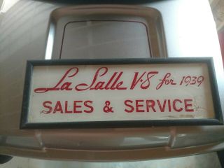 Cadillac La Salle Car Sales And Service Sign 15 3/4 X 5 3/4 V8 1939 Lasalle