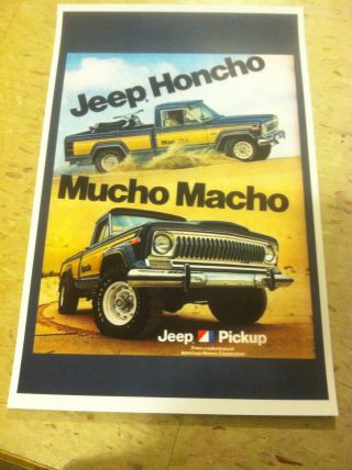 Vintage 1977 Jeep Honcho Truck Advertisement Poster Home Decor Man Cave Gift