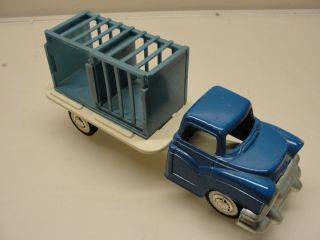 Vintage Hubley Tru - Scale Nylint Blue Flatbed Cages Truck Pressed Steel