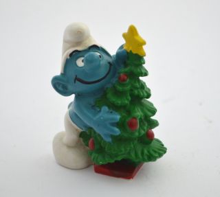 Rare 1981 Peyo Schleich Christmas Tree Smurf Figure - 51901