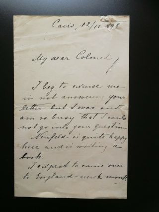 Slatin - Pasha - Soldier - Military - Governor Of Sudan - Autograph Letter 1898