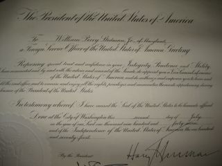 1947 Harry S Truman SIGNED Autographed Vice Consul Appointment White house seal 4