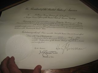 1947 Harry S Truman SIGNED Autographed Vice Consul Appointment White house seal 6