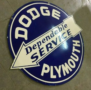 Porcelain Dodge Plymouth Service Enamel Sign Size 30 " Round 2 Sided