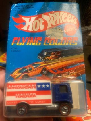 Vintage Hot Wheels Redlines 1974 Flying Colors American Hauler On Card