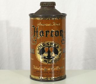 Horton Old Stock Ale Low - Profile Cone Top Beer Can York City,  Ny Nyc 1930 