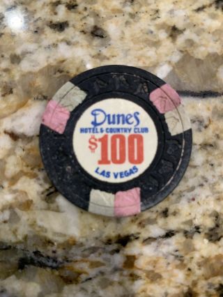 Vintage Dunes Las Vegas Closed Casino $100 Poker Chip