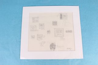 1996 Fossil Signed Art Work Sketches 1/1 For The Beatles Series 1 Watch