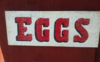 Vintage Wooden Grocery Sign Eggs