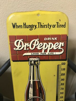 1940s Vintage Dr.  Pepper Good For Life Metal Thermometer Sign 25 2