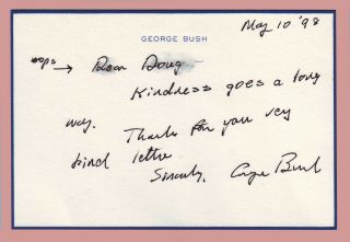 George Hw Bush Autograph Note Signed - Unique Content