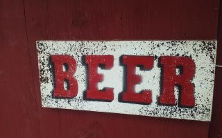 Vintage Wooden Grocery Sign Beer