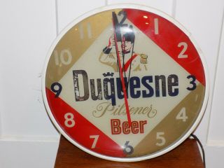 Duquesne Pilsener Beer Lighted 1955 Pam Clock