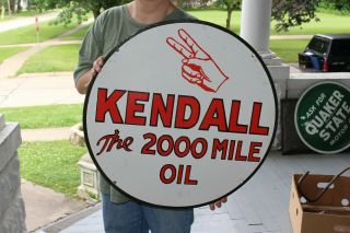 Kendall Motor Oil Gas Station 2 Sided 24 " Porcelain Metal Sign