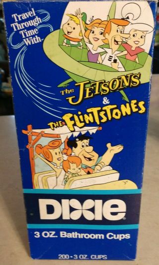 Htf 1990 Dixie Jetsons Flintstones 3oz Paper Cup Refills - Partial Box App.  100,
