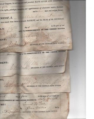 Andrew Jackson land grant - - plus 4 other signed by relatives and secretaries 4