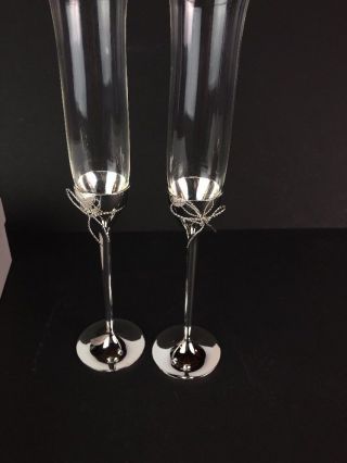 Vera Wang Wedgwood Toasting Flutes Champagne Glasses love knot Wedding 2