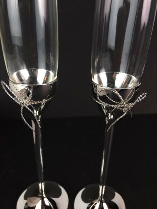 Vera Wang Wedgwood Toasting Flutes Champagne Glasses love knot Wedding 3