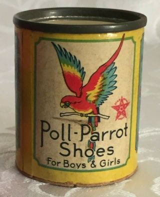 Vintage Poll - Parrot Shoes 2 1/4 " Toy Tin Can Phone - Rare?