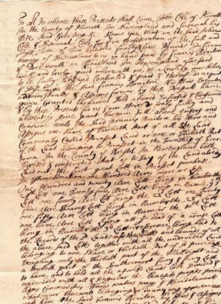 1701,  Plymouth,  Mass; John Cole,  Share Of Pocasset Lands,  John Cary Signed