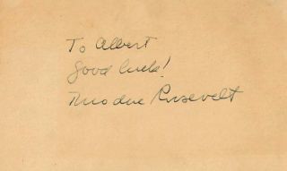 Theodore Roosevelt Jr.  Signed Index Card Bas D84014 Wwii Medal Of Honor