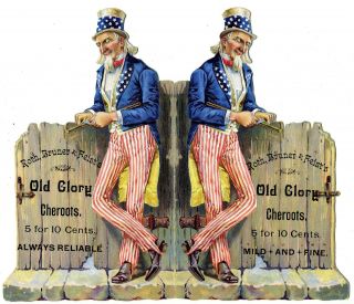 Old Glory Cheroots - Die Cut Store Display - Uncle Sam