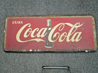 Bottle Cap Corners Crimped Coca Cola Sign Advertising Coke Vintage