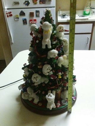 Rare Danbury Bichon Frise Dog Christmas Tree Lights Up Retired