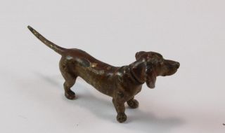 Antique Austrian Miniature Bronze Dachshund Wiener Dog Sculpture Hand Painted