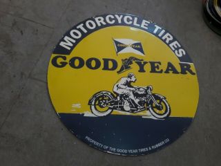 Porcelain Goodyear Motorcycle Enamel Sign Size 30 " Inches Double Sided