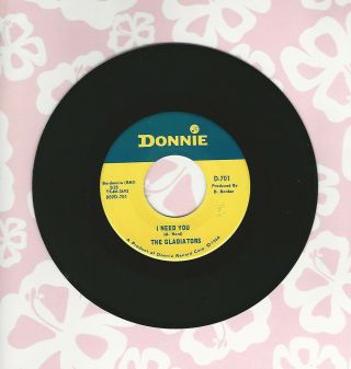 The Gladiators Turning To Stone I Need You Donnie 45 Record Garage Rock Fuzz M -