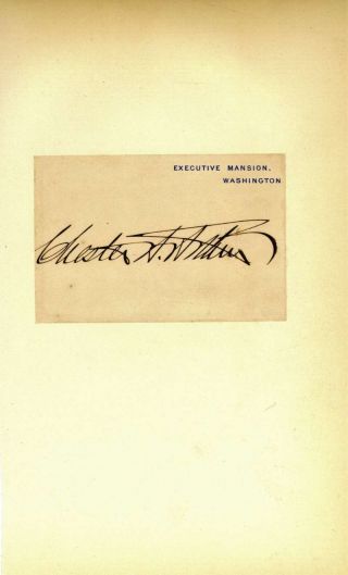 President Chester A Arthur Signed Autographed White House Card Beckett Bas