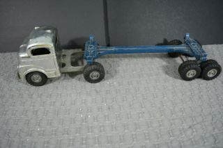 Vintage Structo Toys Chrome And Metal Semi Truck Cab C - 3044 & Log Trailer