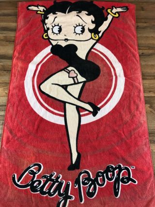 Vintage Betty Boop Large Figure Red Beach Bath Towel Spell Out 54 " X 29 "