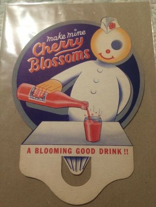 Vintage Cherry Blossoms Cardboard Soda Bottle Topper Sign @rare@