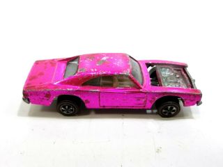 Vintage 1968 Mattel Hot Wheels Redline Custom Dodge Charger Pink Usa Diecast