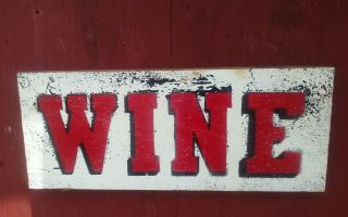 Vintage Wooden Grocery Sign Wine